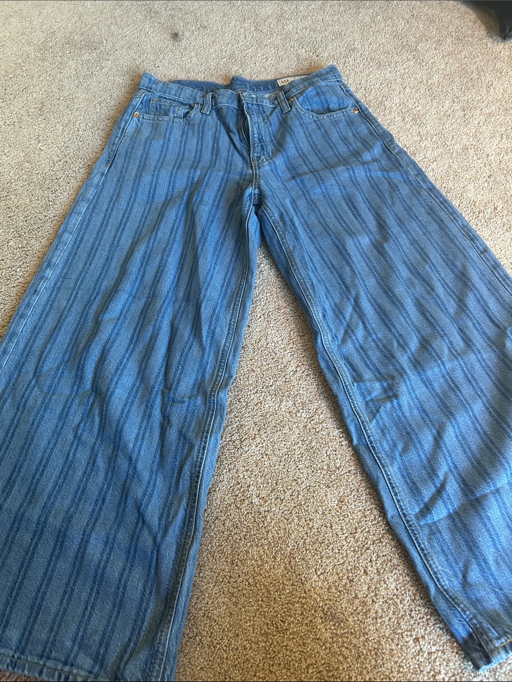 GAP Women’s Wide-Leg Stripe Denim Jeans - Blue